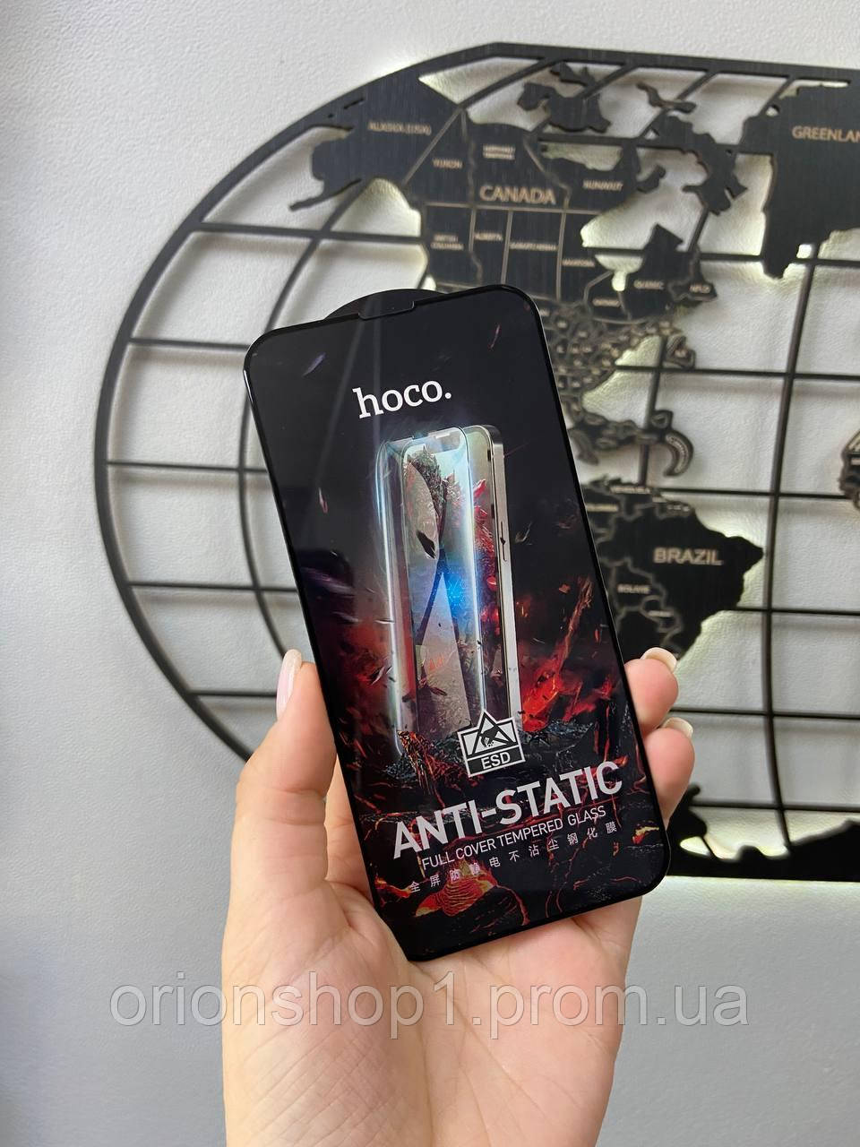 Захисне скло Hoco Anti-static для iPhone 14,міцне скло для айфон 14 (колір чорний)