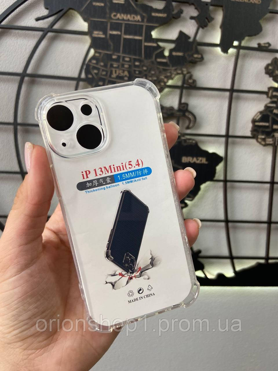 Протиударний прозорий чохол для iPhone 13 mini, силіконовий чохол на айфон 13 міні  з бортиками