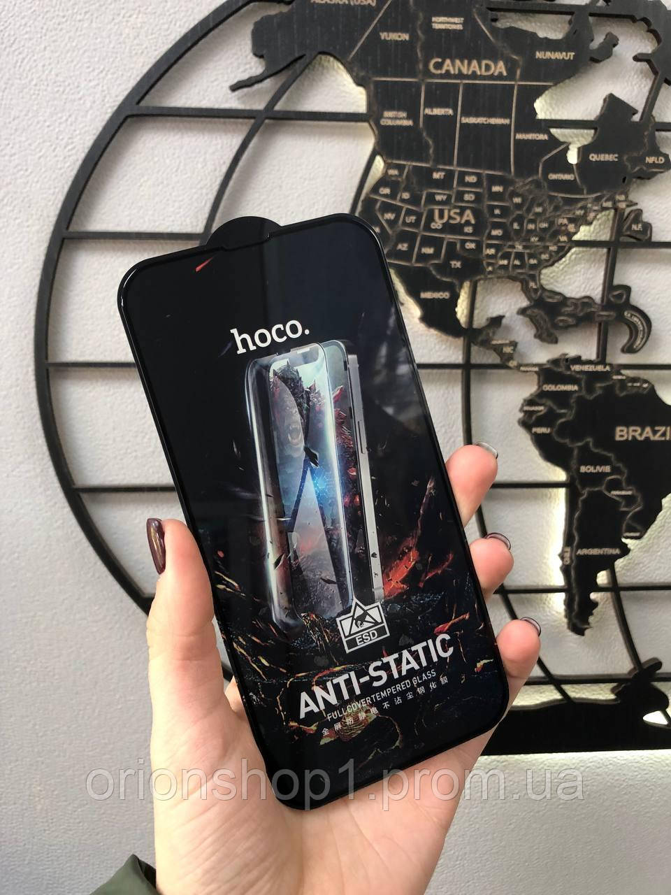 Захисне скло Hoco G10 HD Anti-static для iPhone 14 Plus з повним проклеюванням екрану (колір чорний)