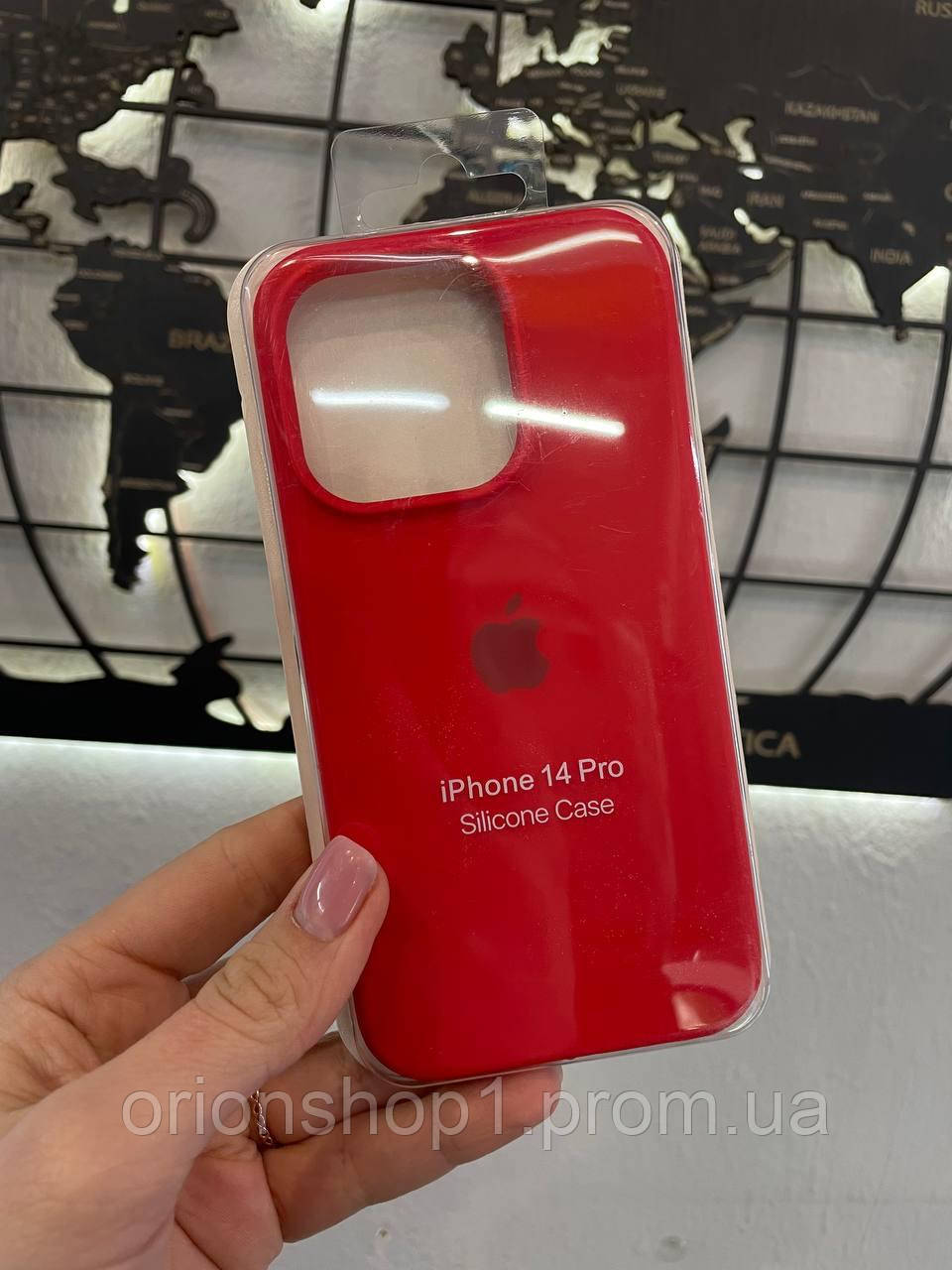 Чохол-накладка Silicone Case з мікрофіброю для iPhone 14 Pro, чохол з мікрофіброю для Айфон 14 Про (Колір: Червоний)
