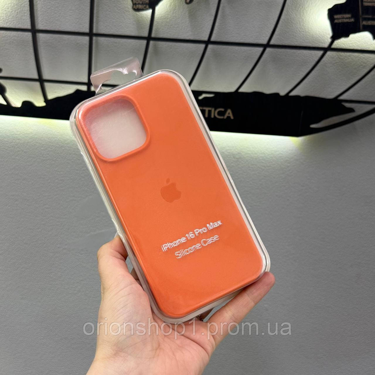 Silicone Case чохол з мікрофіброю для iPhone 16 Pro Max,чохол-бампер для Айфон 16 Про Макс (Помаранчевий)