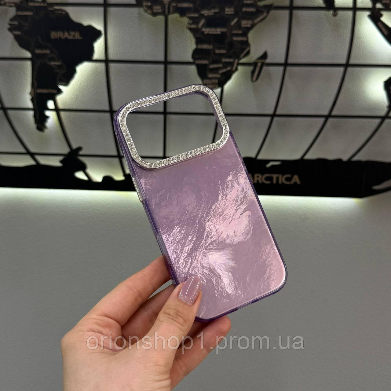 Чохол для iPhone 17 Pro глянсовий зі стразами на камері, протиударний захисний чохол для iPhone 17 Pro