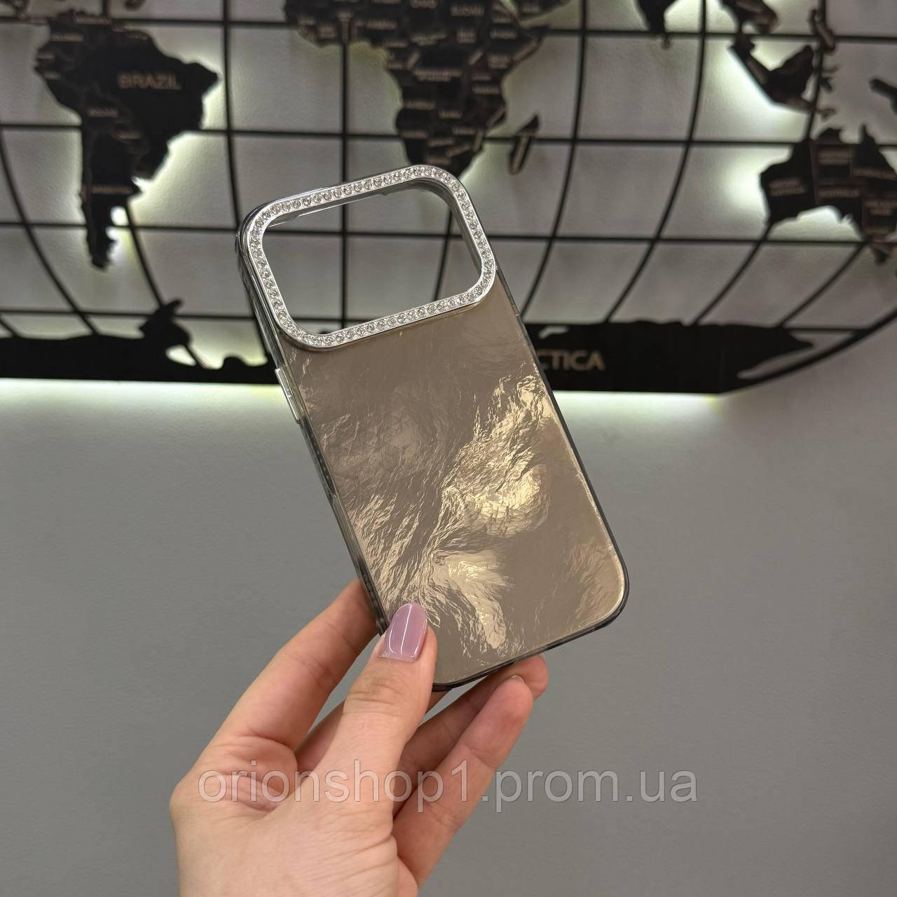 Чохол для iPhone 17 Pro Max глянсовий зі стразами на камері, протиударний захисний чохол для iPhone 17 Pro Max