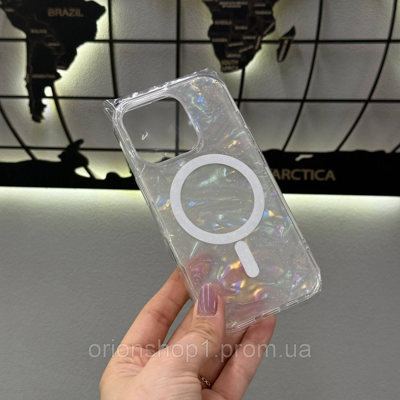Чохол TPU Candy MagSafe для iPhone 16 Pro, прозорий голографічний протиударний для Айфон 16 Pro
