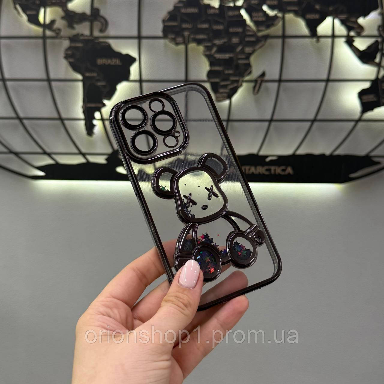 Прозорий чохол Teddy Bear для iPhone 14 Pro, захисний чохол з блискітками для Айфон 14 Pro