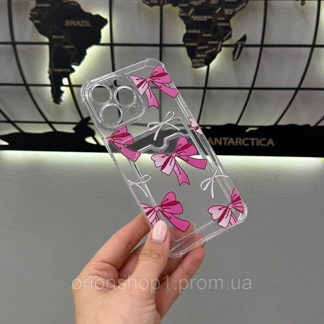 Силіконовий прозорий чохол на Айфон 15 Pro Max, чохол з кишенькою для iPhone 15 Pro Max з малюнком