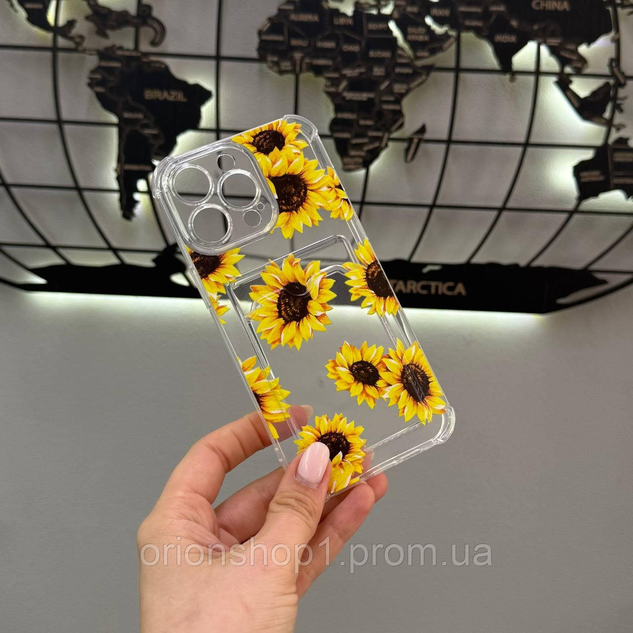 Силіконовий прозорий чохол на Айфон 15 Pro Max, чохол з кишенькою для iPhone 15 Pro Max з малюнком