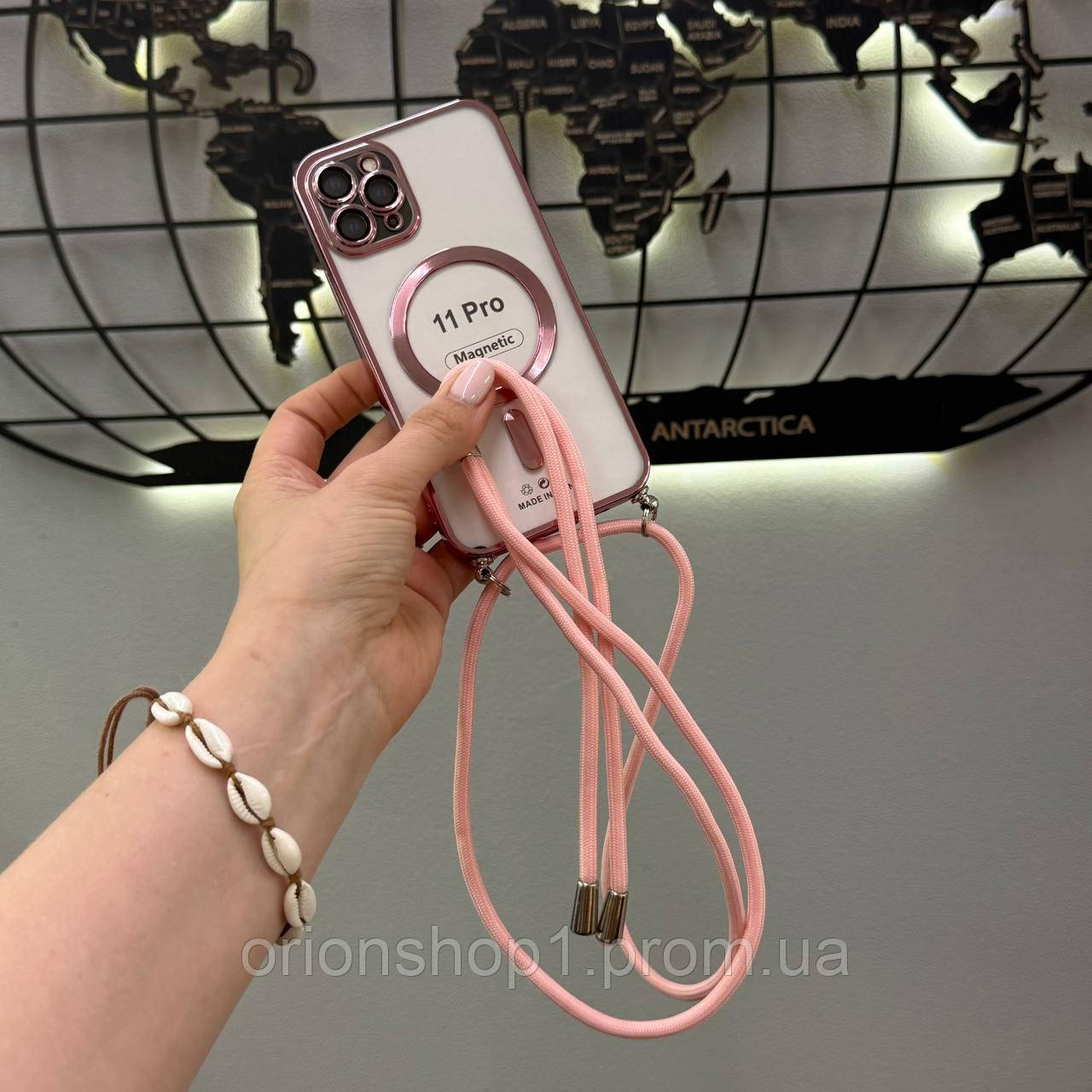 Чохол-накладка Magsafe iPhone 11 Pro зі шнурком,Чохол із підтримкою MagSafe для iPhone 11 Pro (Рожевий)