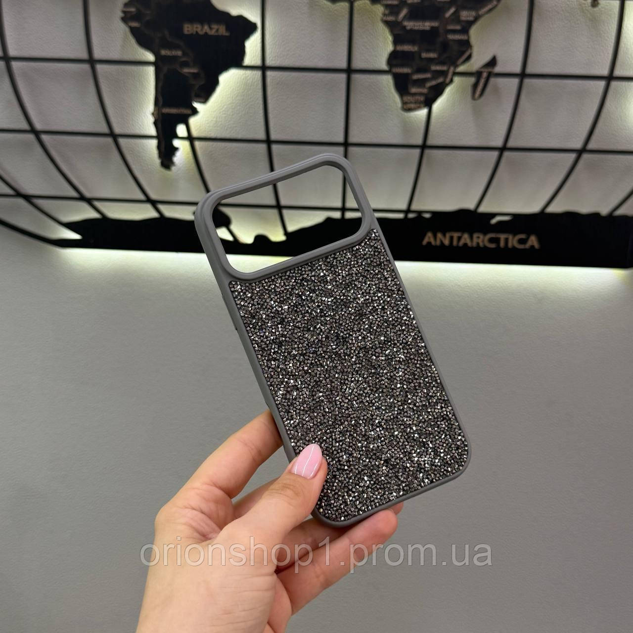 Преміум чохол зі стразами для Айфона 17 Про Макс,Чохол TPU Swarovski з блиском для iPhone 17 Pro Max (Сірий)