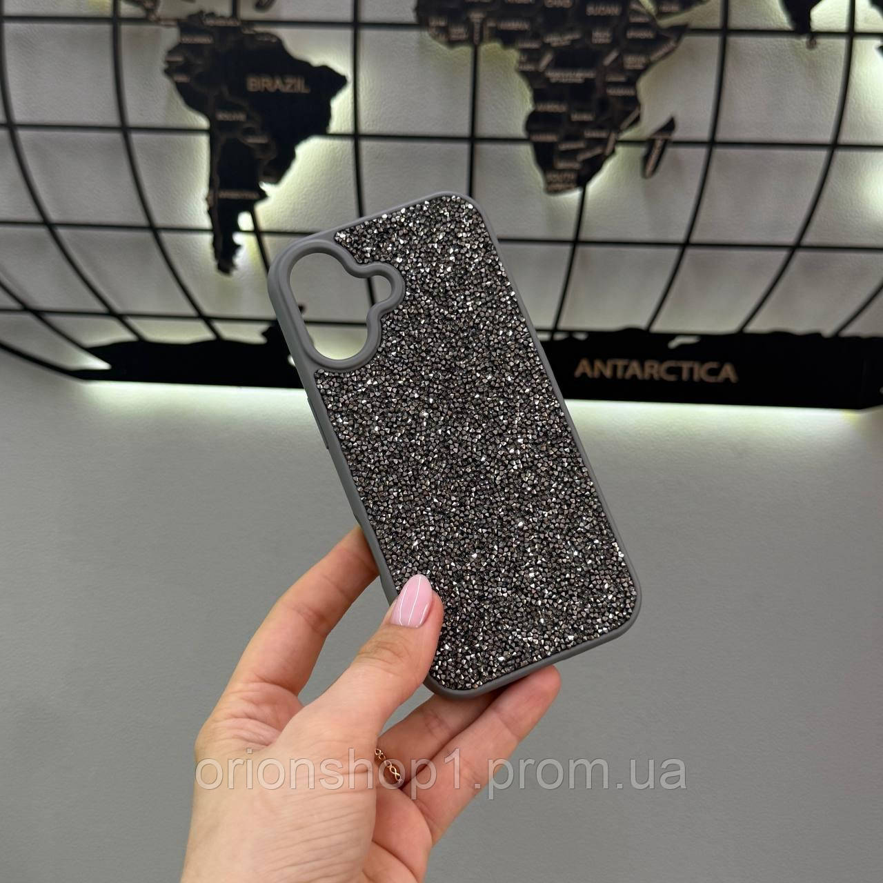 Преміум чохол зі стразами для Айфона 17,Чохол TPU Swarovski з блиском для iPhone 17 (Сірий)