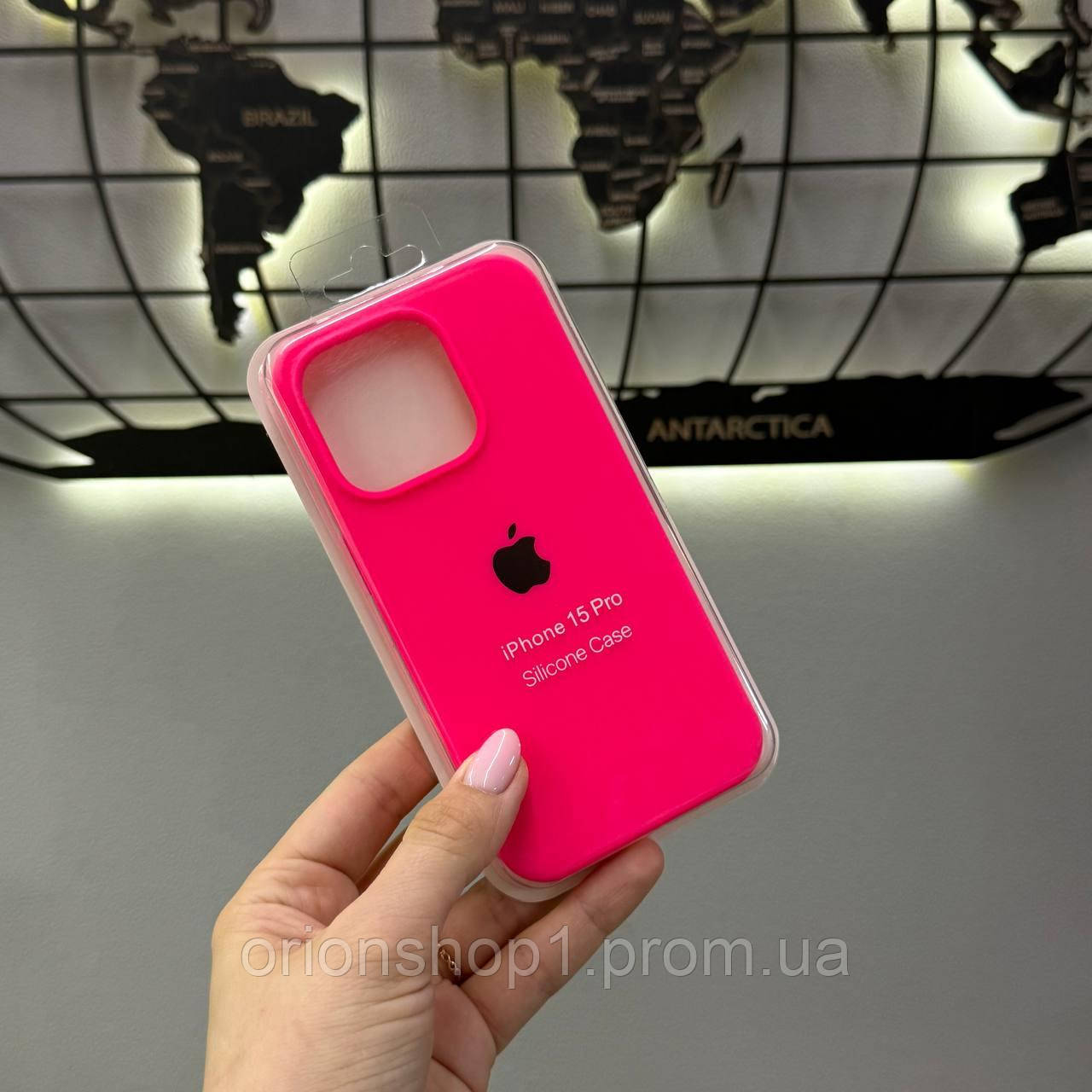 Чохол Silicone Case з мікрофіброю для iPhone 15 Pro,якісний чохол для Айфон 15 Про (Колір: Яскраво-рожевий)