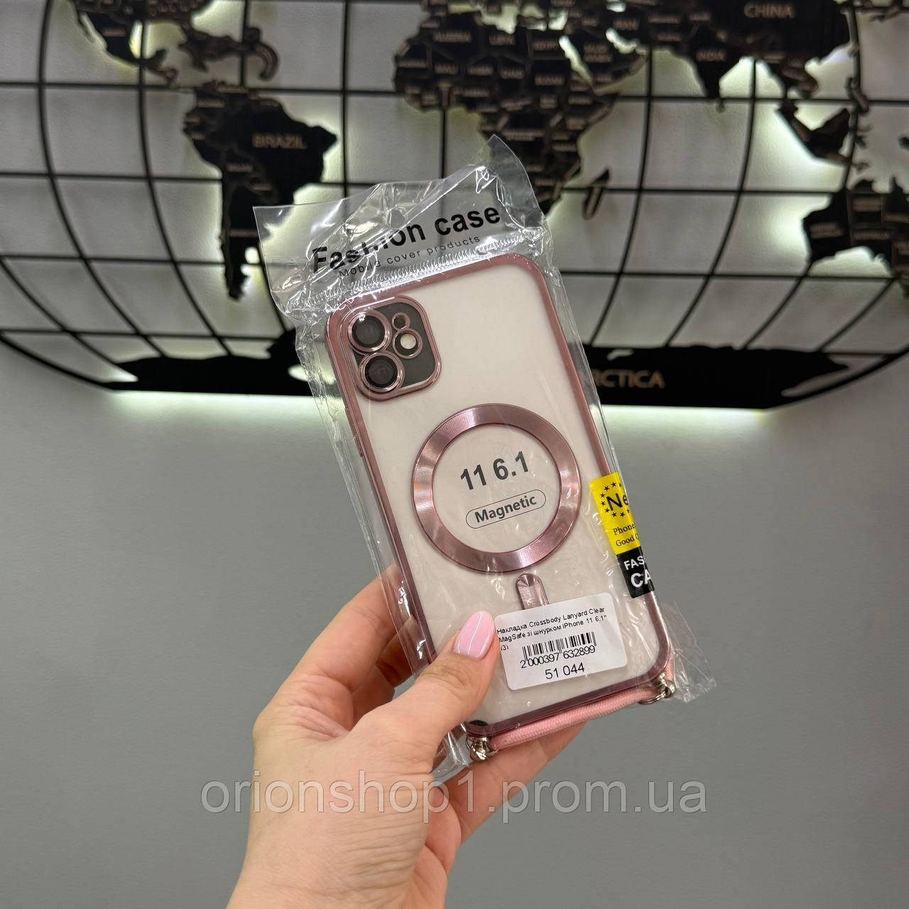 Чохол-накладка Magsafe iPhone 11 зі шнурком,Чохол із підтримкою MagSafe для iPhone 11 (Рожевий)