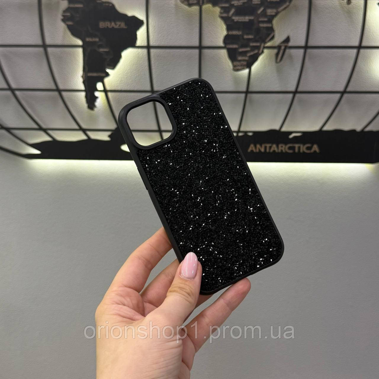 Чохол TPU Swarovski з блиском для iPhone 13,Преміум чохол зі стразами для Айфона 13 (Чорний)