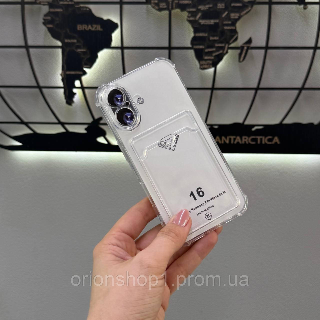 Прозорий чохол з кармашком для iPhone 16