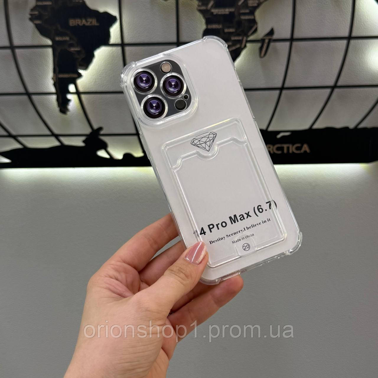 Прозорий чохол з кармашком для iPhone 14 Pro Max,якісний прозорий чохол для Айфон 14 Pro Max